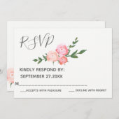 Boho elegant waterverf rozen bruiloft RSVP Kaart (Voorkant / Achterkant)