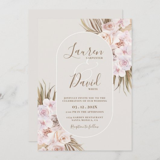 Boho Elegant Wedding Invitation Kaart (Voorkant / Achterkant)