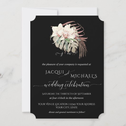 BOHO Elegant White Orchid Floral Tropical Wedding Kaart (Voorkant)