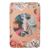 Boho  Elegant Wildflower Tekst Foto Sinaasappel Badmat (Voorkant Verticaal)