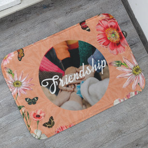 Boho Elegant Wildflower Tekst Foto Sinaasappel Badmat
