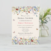 Boho Elegant Wildflower Vlinders Vrijgezellenfeest Kaart (Staand voorkant)