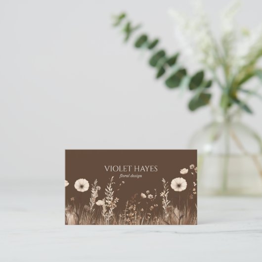 Boho Elegant Wildflower Wilde Bloem Floral Custom Visitekaartje (Staand voorkant)