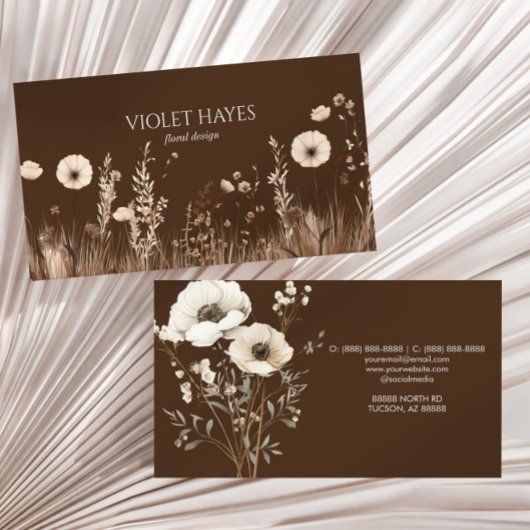 Boho Elegant Wildflower Wilde Bloem Floral Custom Visitekaartje