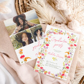 Boho Elegant Wildflowers 3-foto Afstuderen Kaart