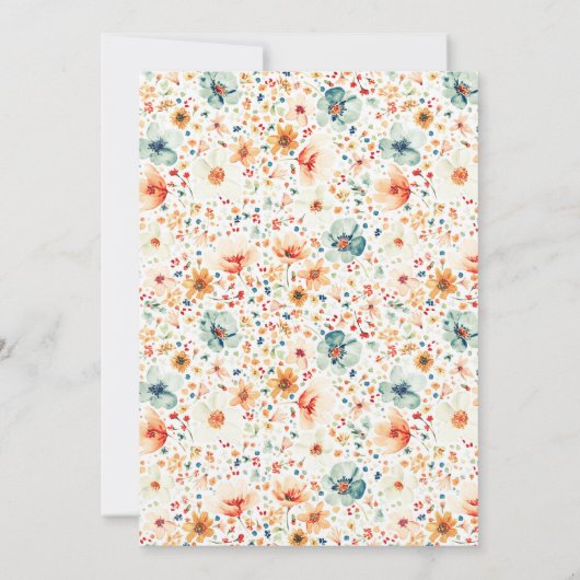 Boho Elegant Wildflowers Floral Herfst Quinceanera Kaart (Achterkant)