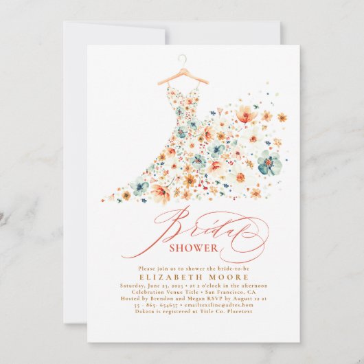 Boho Elegant Wildflowers Floral Herfst Vrijgezelle Kaart (Voorkant)