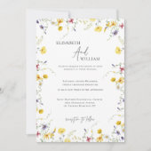 Boho Elegant Wildflowers Fotohuwelijksuitnodiging Kaart (Voorkant)