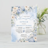 Boho Elegant Winter Stoffig Blauw en Ivoor Bloemen Kaart (Staand voorkant)