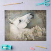 Boho Elegant Witte Paard Decoupage Tissuepapier (Craft)