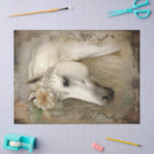 Boho Elegant Witte Paard Decoupage Tissuepapier (Craft)