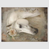 Boho Elegant Witte Paard Decoupage Tissuepapier (Voorkant)