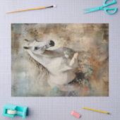 Boho Elegant Witte Paard Decoupage Tissuepapier (Craft)