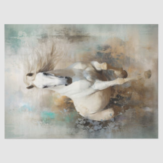 Boho Elegant Witte Paard Decoupage Tissuepapier