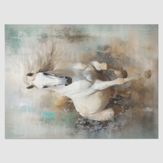 Boho Elegant Witte Paard Decoupage Tissuepapier (Voorkant)
