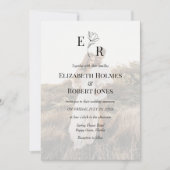 Boho Elegante Bloemige Monogram Aangepaste Foto Hu Kaart (Voorkant)