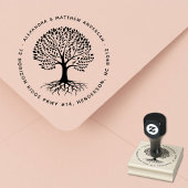 Boho Elegante Boom Roots Koppel Naam Retouradres Rubberstempel