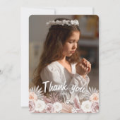 Boho Elegante Eerste Heilige Communie Dankjewel Bedankkaart (Voorkant)