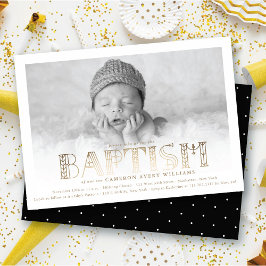 Boho Elegante Faux Gold Foil Stijlvolle doop foto Kaart