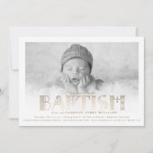 Boho Elegante Faux Gold Foil Stijlvolle doop foto Kaart (Voorkant)