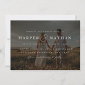 Boho Elegante Foto-overlay RSVP QR Code Huwelijk Kaart (Voorkant)