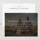 Boho Elegante Foto-overlay RSVP QR Code Huwelijk Kaart (Voorkant / Achterkant)