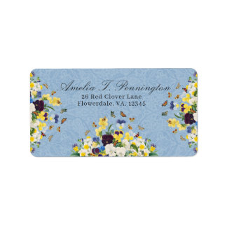 Boho Elegante lente Pansies Daffodils Vlinders Etiket