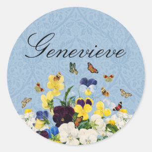Boho Elegante lente Pansies Daffodils Vlinders Ronde Sticker