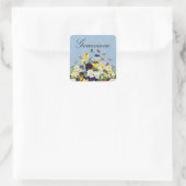 Boho Elegante lente Pansies Daffodils Vlinders Vierkante Sticker (Tas)