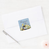 Boho Elegante lente Pansies Daffodils Vlinders Vierkante Sticker (Envelop)
