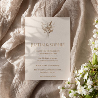 Boho Elegante Minimalistische Neutrale Bloemige Br Kaart