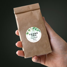 Boho elegante moderne groene eucalyptus bruiloft ronde sticker