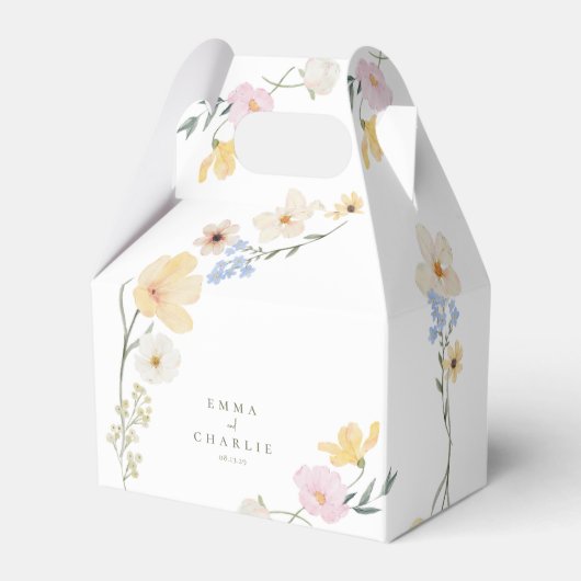 Boho elegante Pastel Wildflowers Wedding Bedankdoosjes (Voorkant Zijde)