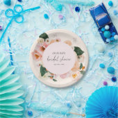 Boho Elegante Roze Bloemige Bruids-Shower Papieren Bordje (Feest)