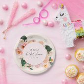 Boho Elegante Roze Bloemige Bruids-Shower Papieren Bordje (Feest)