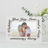 Boho Elegante Script Typografie Foto Feestdagenkaart (Staand voorkant)