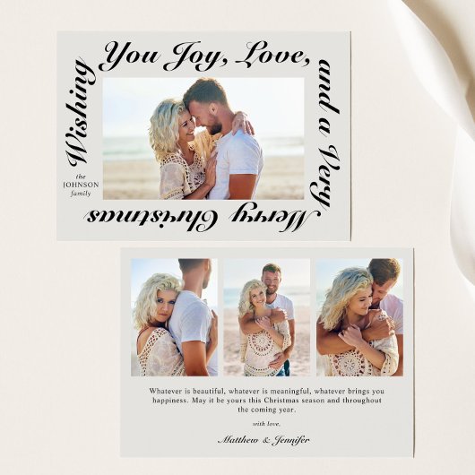 Boho Elegante Script Typografie Foto Feestdagenkaart
