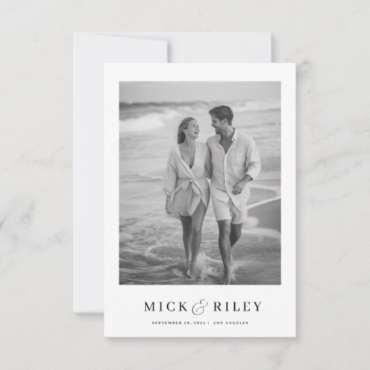 Boho Elegante tekst en foto bruiloft Save The Date (Voorkant)