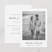 Boho Elegante tekst en foto bruiloft Save The Date (Voorkant / Achterkant)