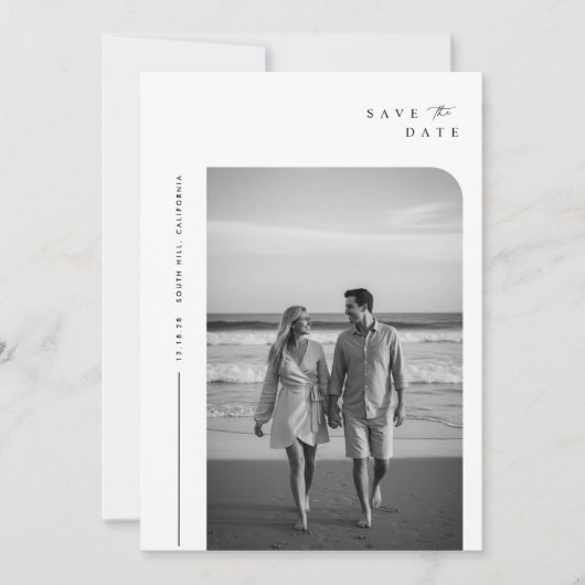  Boho Elegante tekst en foto bruiloft Save The Date (Voorkant)