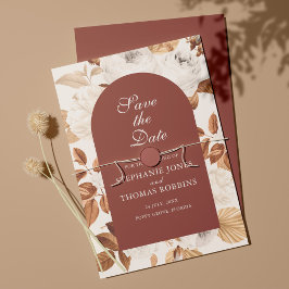 Boho Elegante Terracotta Save the Date Kaart