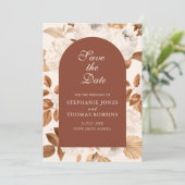 Boho Elegante Terracotta Save the Date Kaart (Staand voorkant)