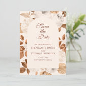 Boho Elegante Terracotta Save the Date Kaart (Staand voorkant)