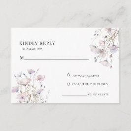Boho Elegante Trouwdagreactiekaart met Wilde Bloem Informatiekaartje