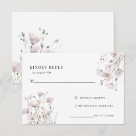 Boho Elegante Trouwdagreactiekaart met Wilde Bloem Informatiekaartje