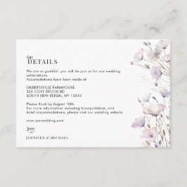 Boho Elegante Trouwkaart met Wilde Bloemdetails Informatiekaartje