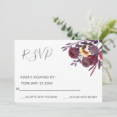 Boho elegante waterverf bloemboeket RSPV Kaart (Staand voorkant)