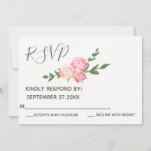 Boho elegante waterverf rozen trouw-RSVP