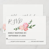 Boho elegante waterverfrozen bruiloft RSVP Kaart (Voorkant / Achterkant)