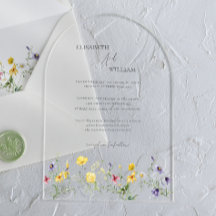 Boho Elegante Wilde Bloemen Foto Trouw Uitnodiging